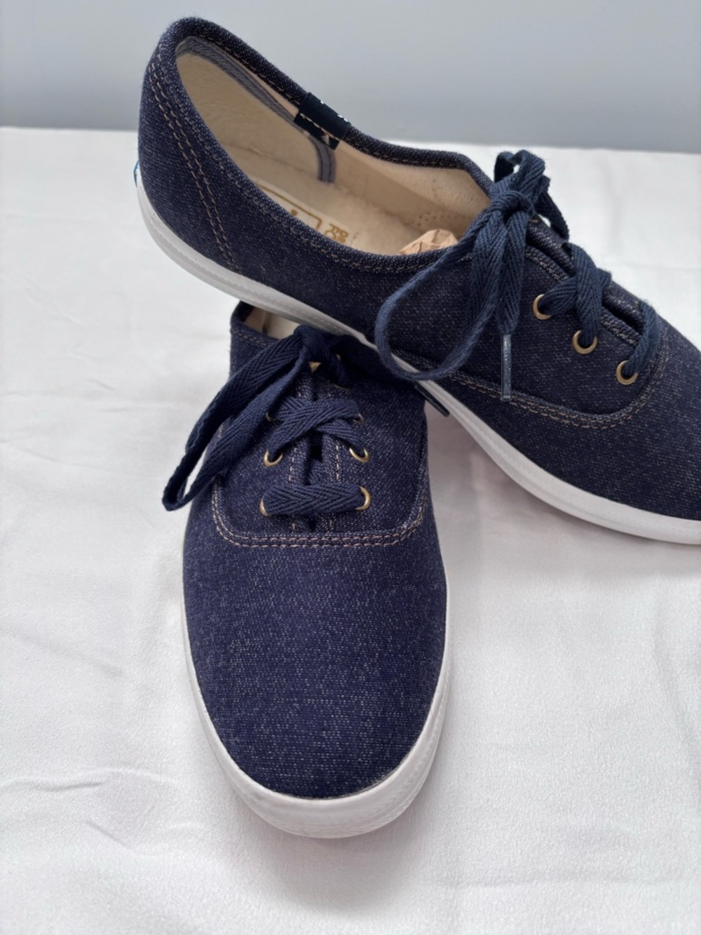 Keds Navy Denim Lace-Up Sneakers.  Size 8.